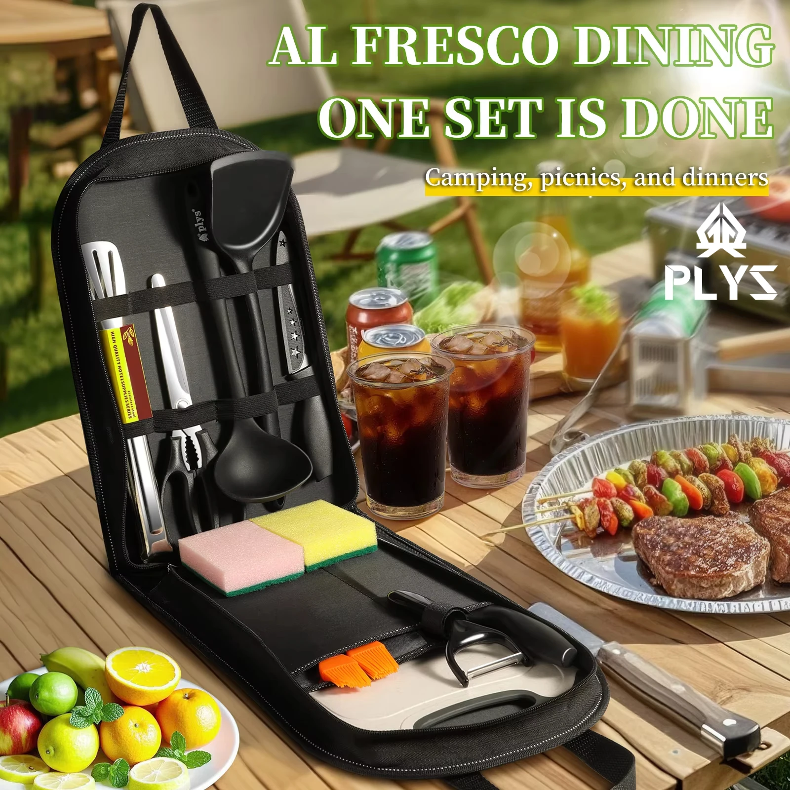 Quechua Camping Cooking Set - Przenośny zestaw przyborów kuchennych do grillowania