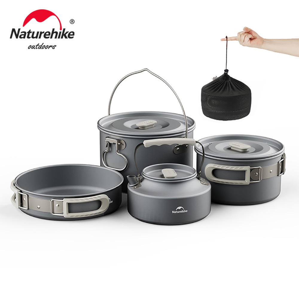 Quechua Camping Cooking Set - Naturehike Zestaw naczyń kempingowych Patelnia na