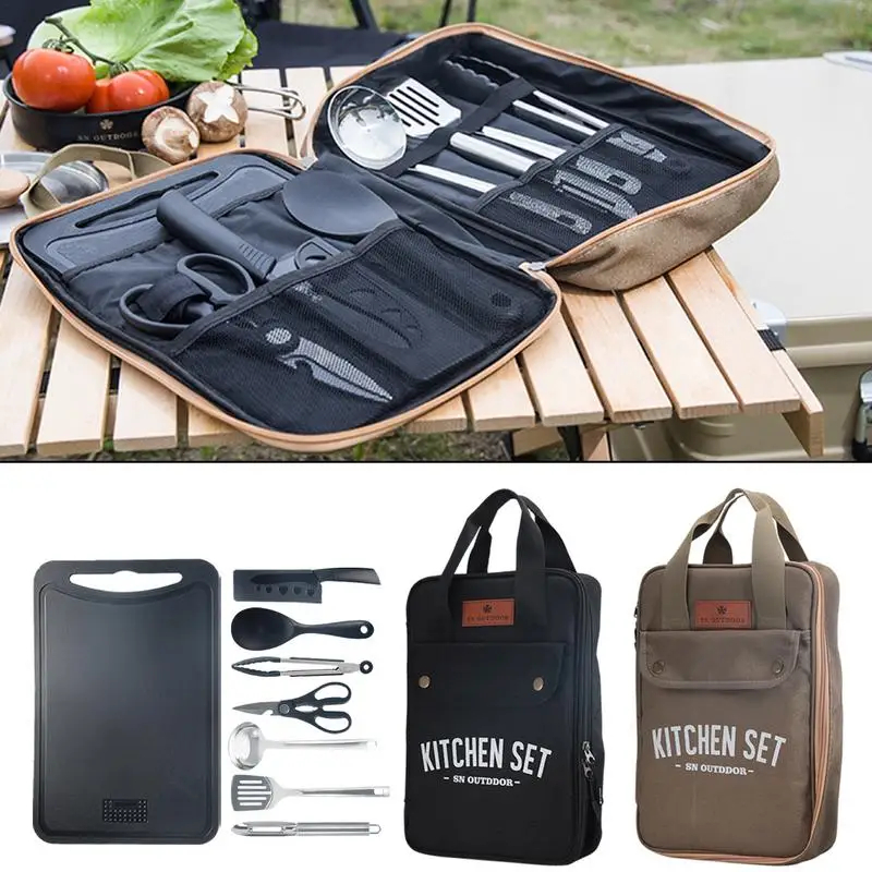 Camping Cooking Utensils Storage - 8-częściowy zestaw naczyń kuchennych na kemping,