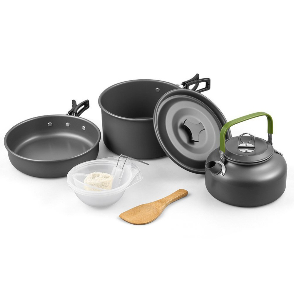 Camping Cooking Set Non Stick - Zestaw naczyń kempingowych aluminiowy nieprzywierający garnek