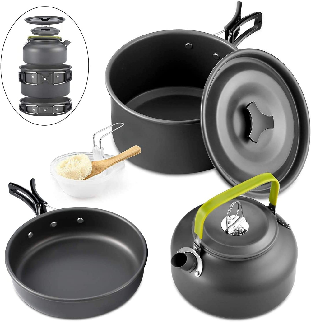 Camping Cooking Set 2 Person - Zestaw naczyń kempingowych na zewnątrz, aluminiowy