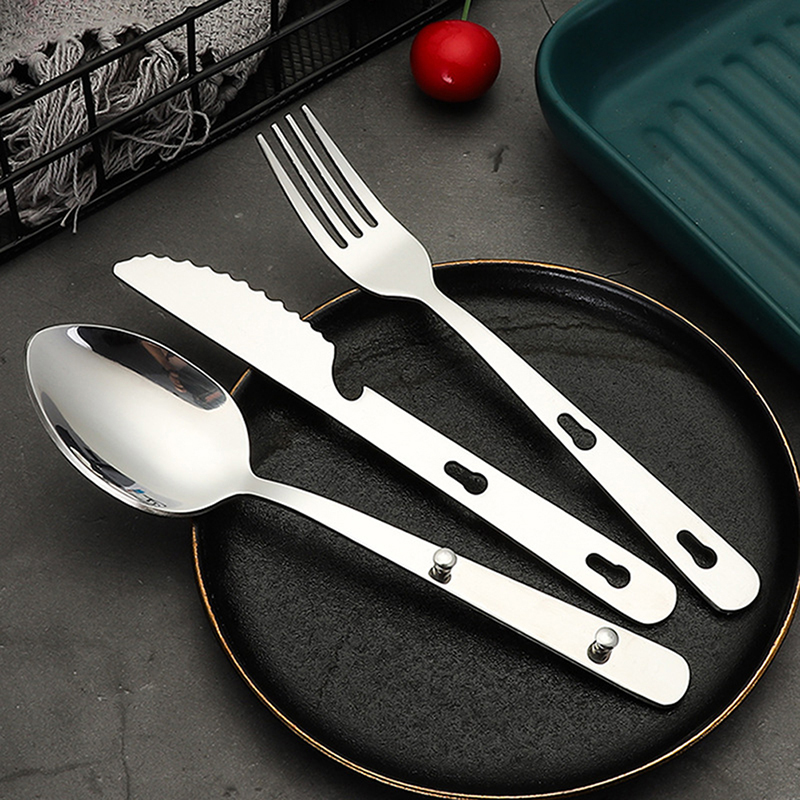 Quechua Camping Cooking Set - 3 szt./zestaw Przenośne sztućce kempingowe ze