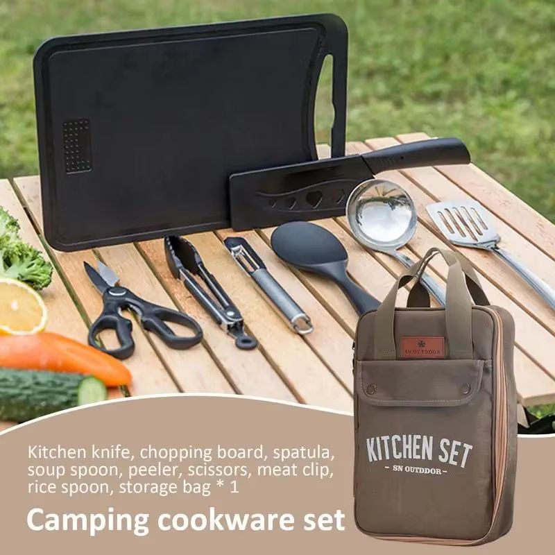 8-częściowy zestaw naczyń kuch – Camping Cooking Utensils Storage recenzja i cena