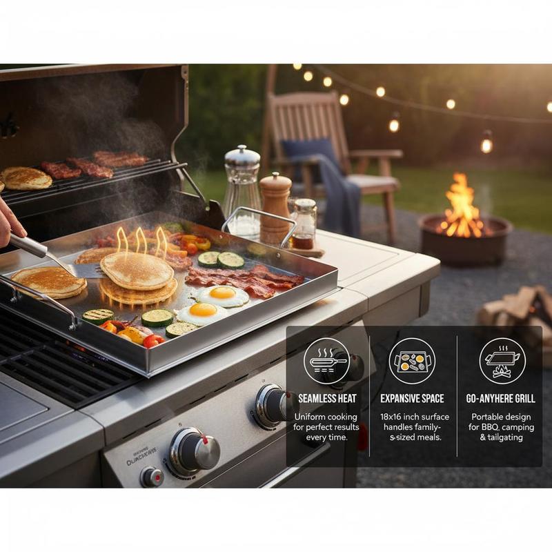 Uniwersalna płaska płyta grill – Camping Cooking Set Stainless Steel recenzja i cena
