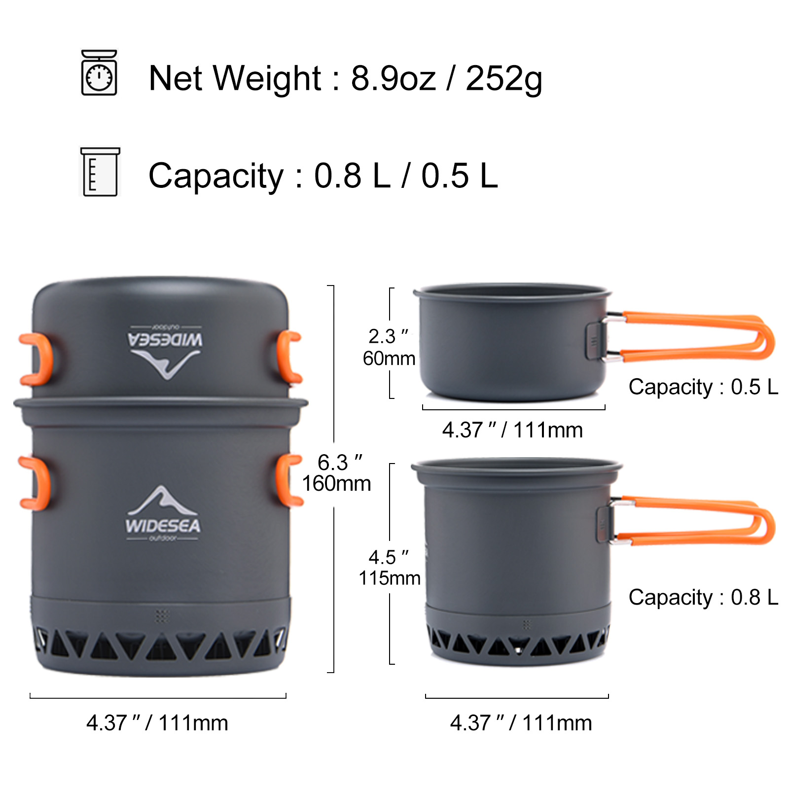 Widesea Camping 1.3L 2.3L Zest – Quechua Camping Cooking Set recenzja i cena