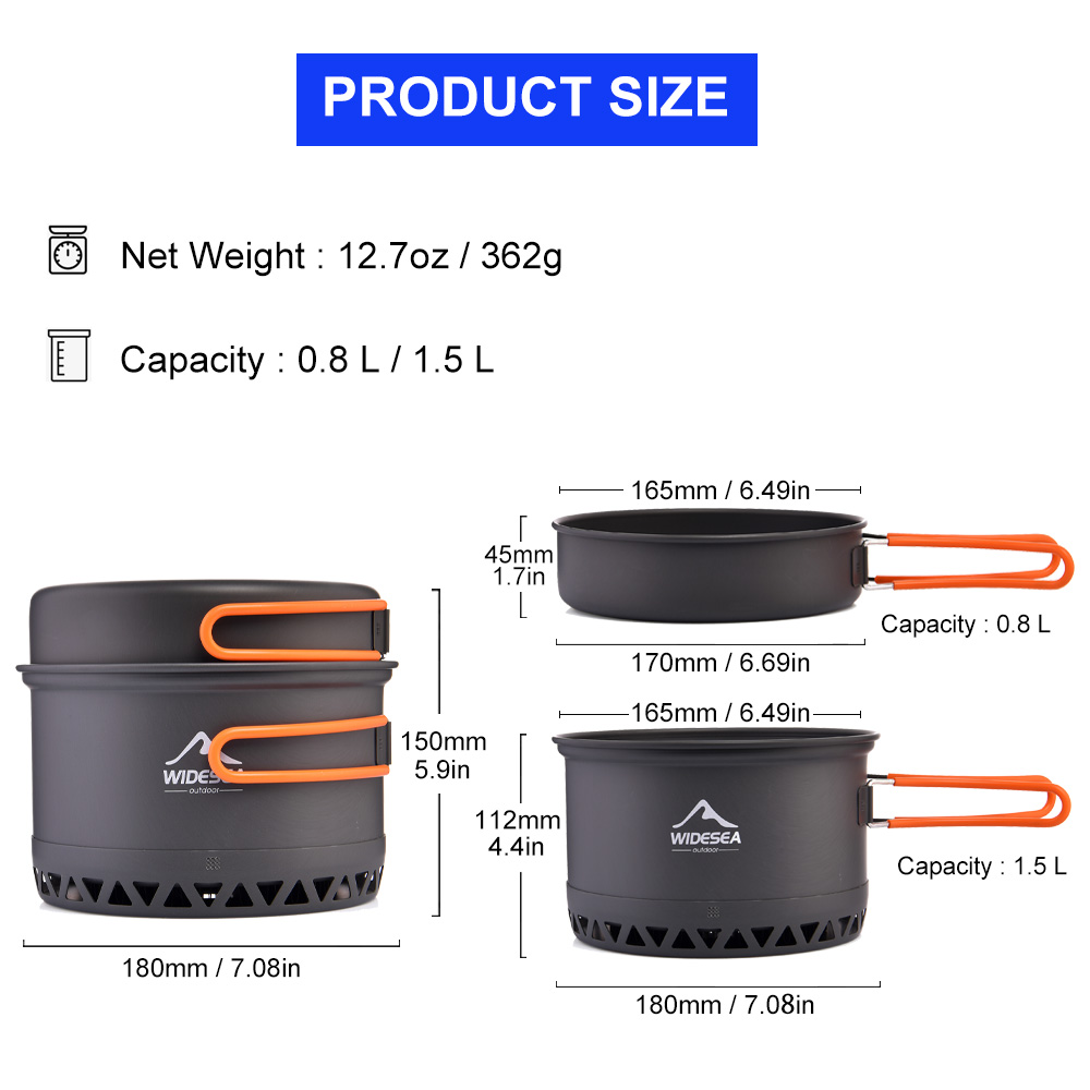 Widesea Camping 1.3L 2.3L Zest – Quechua Camping Cooking Set recenzja i cena