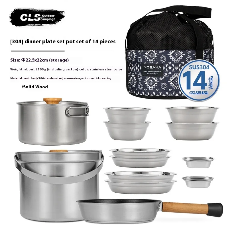 NOBANA&CLS 22-częściowy Zestaw – Camping Cooking Pot Stainless Steel recenzja i cena