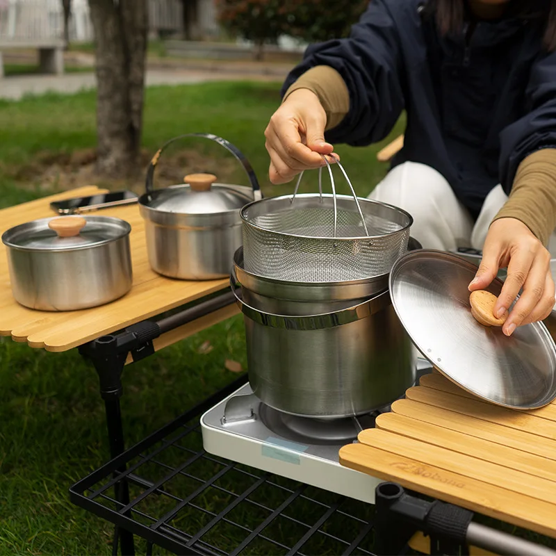 Zestaw garnków ze stali nierdz – Camping Cooking Pot Stainless Steel recenzja i cena
