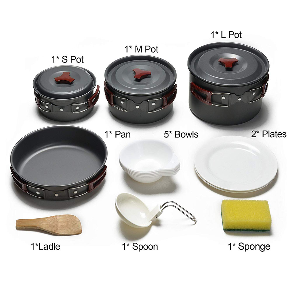 Zestaw naczyń kempingowych na  – Camping Cooking Set Stainless Steel recenzja i cena