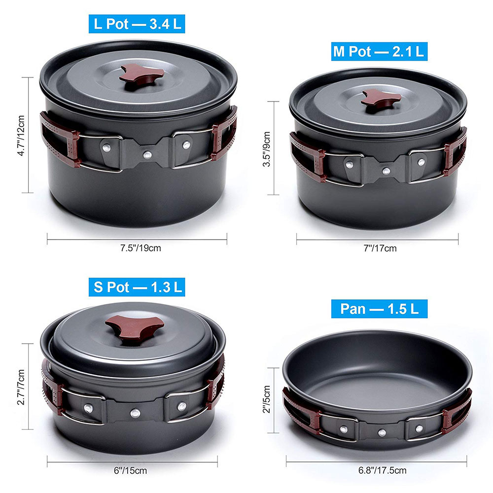 Zestaw naczyń kempingowych na  – Camping Cooking Set Stainless Steel recenzja i cena