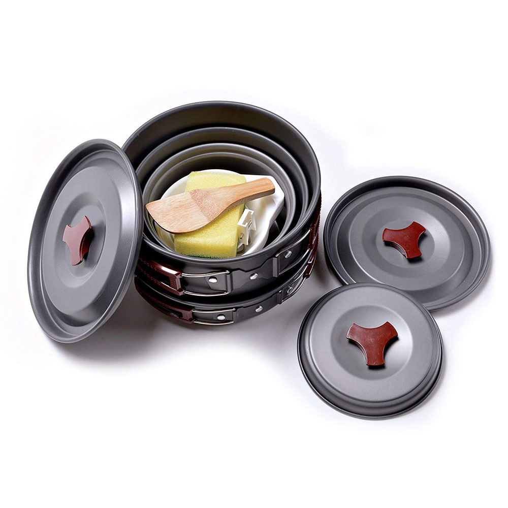 Zestaw naczyń kempingowych na  – Camping Cooking Set Stainless Steel recenzja i cena